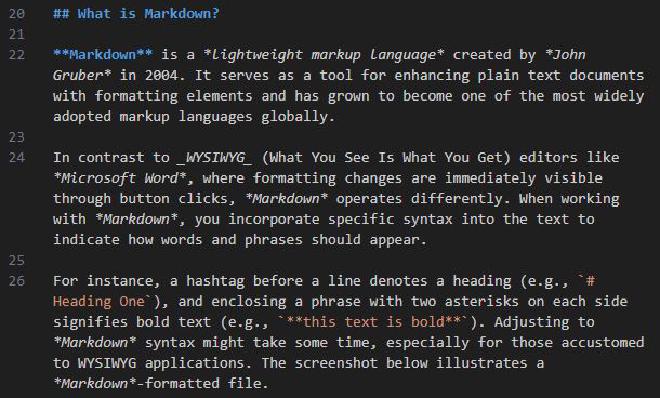 Markdown file in a text editor